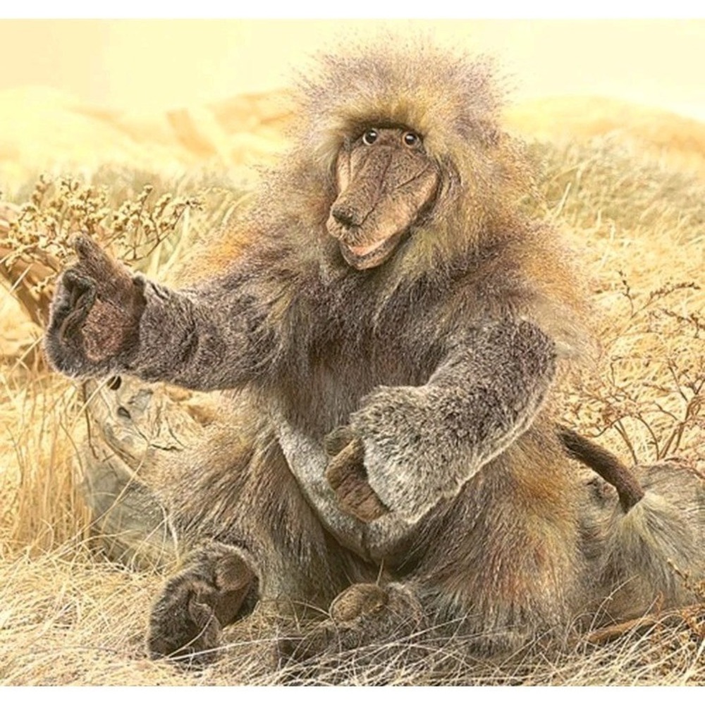 Retired Folkmanis Puppet Baboon  18" Long 2914 Fur Hand Puppet New